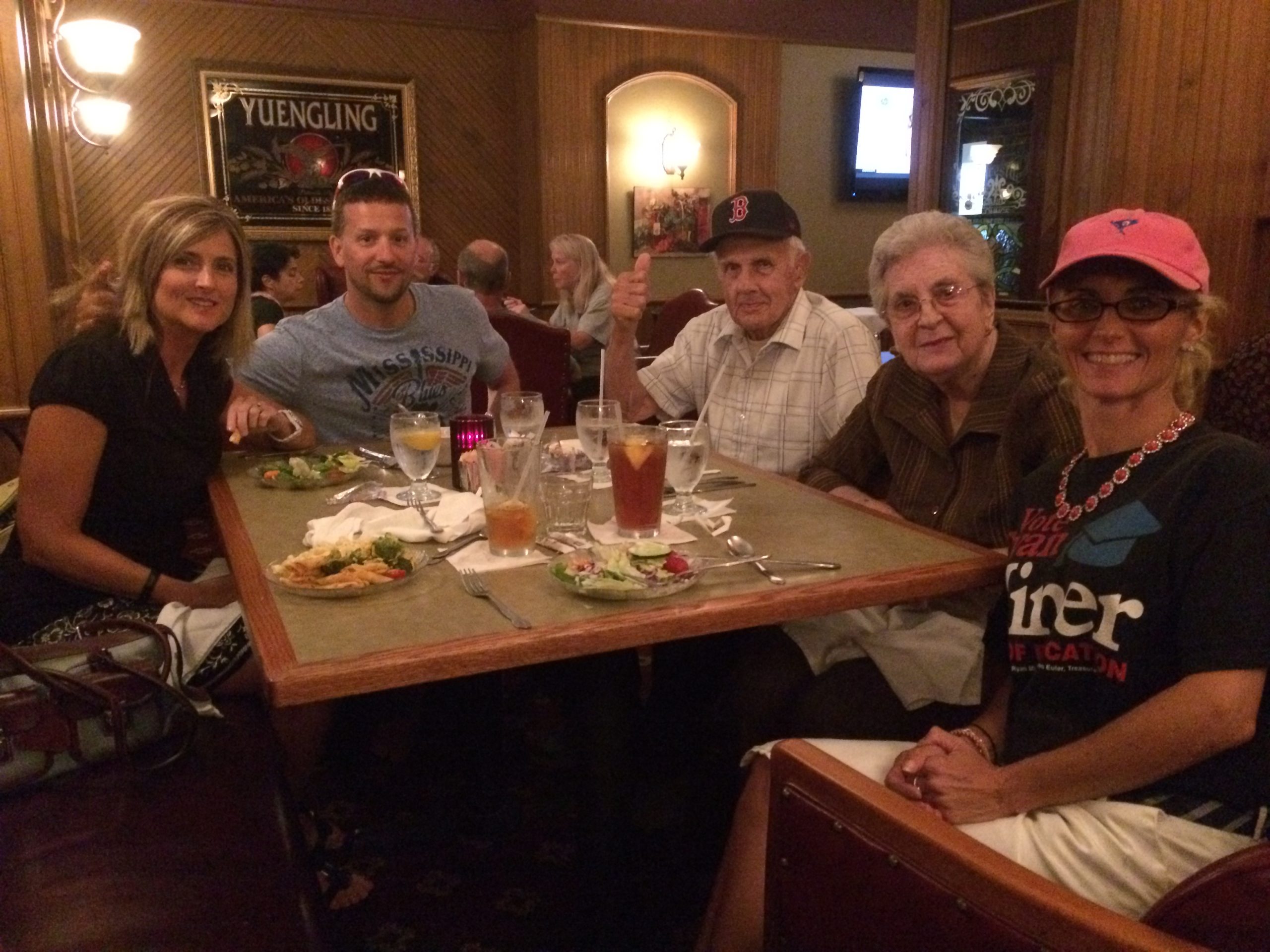 The Hann and Miner family gathered for a birthday dinner at the Fireside Restaurant in Hagerstown, Maryland